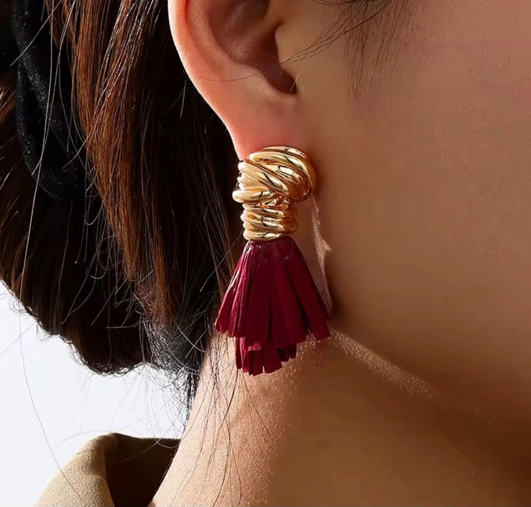 Unique Maroon Stud Earrings