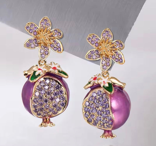 Rhinestone Pomegranate Earrings