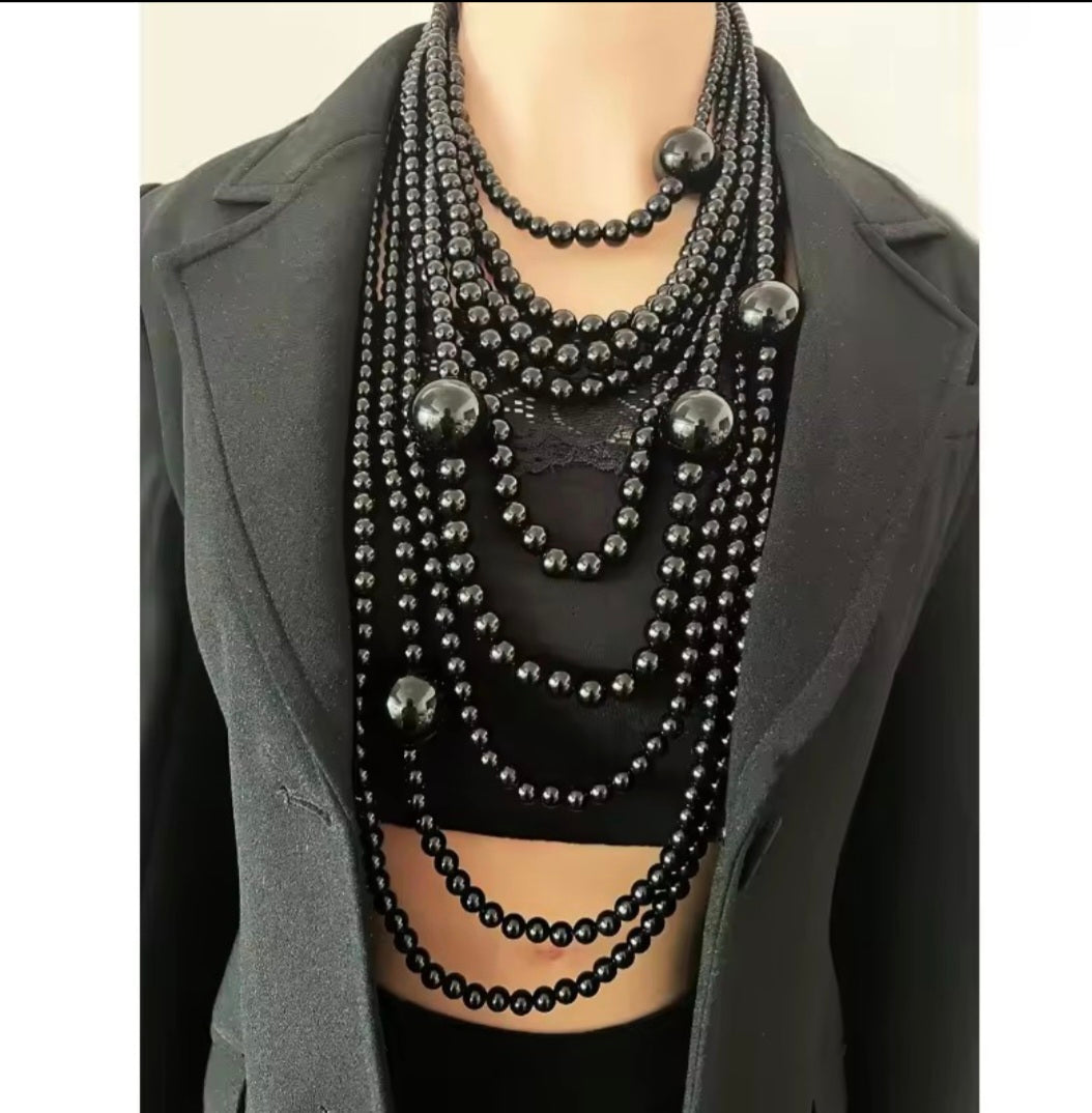 Exaggerated Multi-layer Imitation Choker Necklace