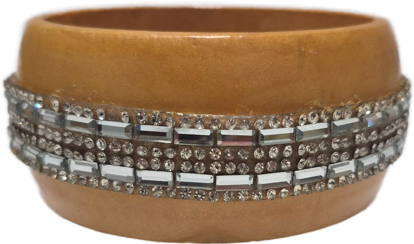 Wood-n- Rhinestone Bangle. Oversized