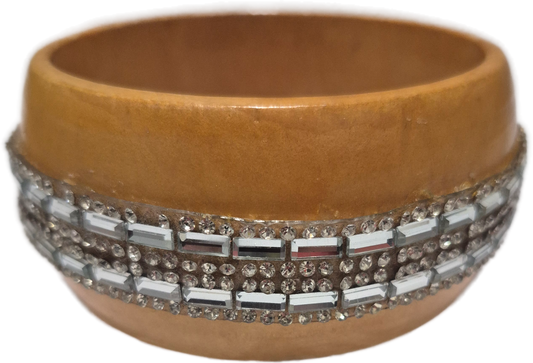 Wood-n- Rhinestone Bangle. Oversized