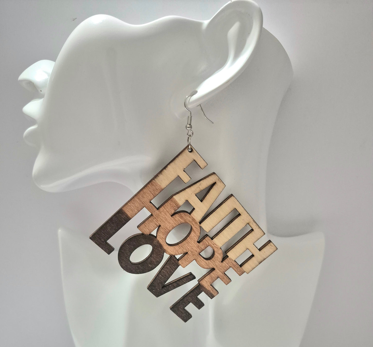 Faith, Hope, Love Wood Earrings