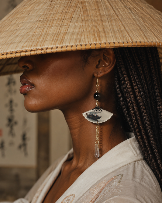 Chinese Fan Earrings