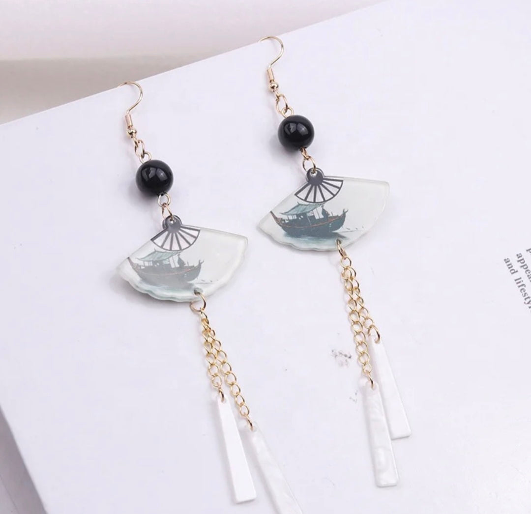 New Chinese Style Fan Dangle Earrings