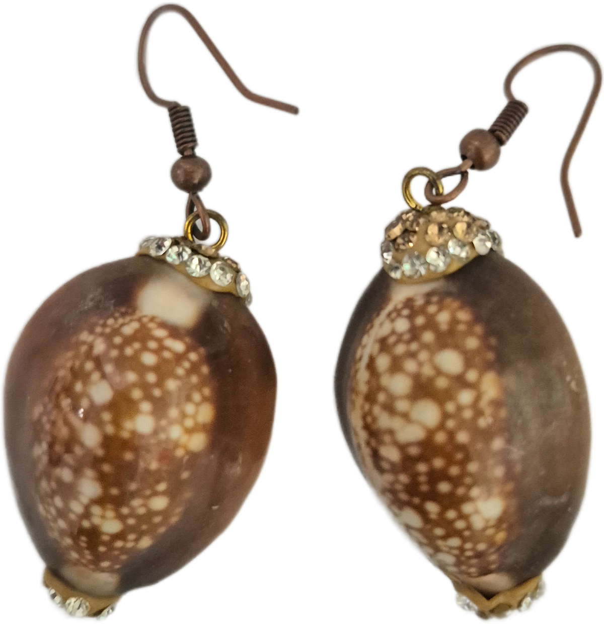 Rhinestone Cowrie Shell Earrings