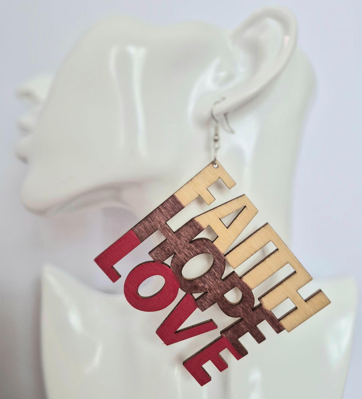 Faith, Hope, Love Wood Earrings