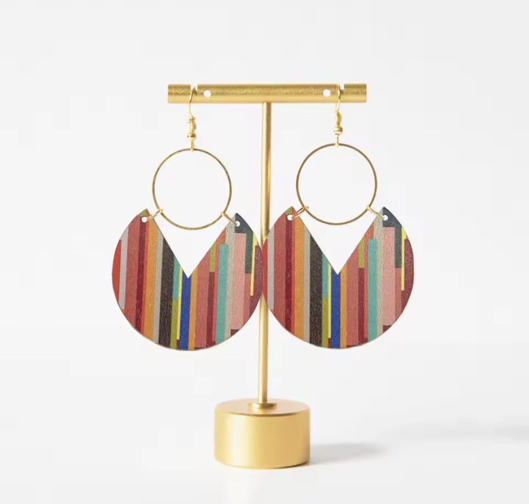 Rainbow Wood Earring