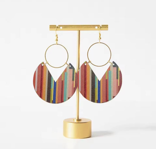 Rainbow Wood Earring