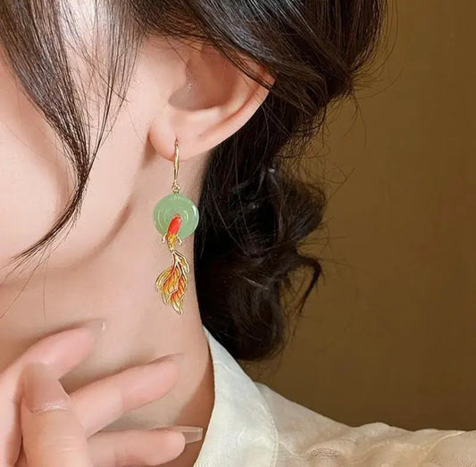 China-Chic Premium Round Koi Earrings
