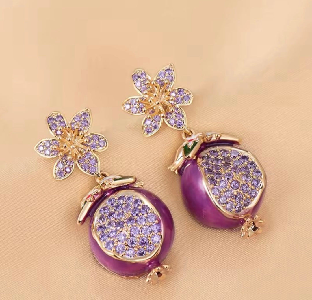 Rhinestone Pomegranate Earrings