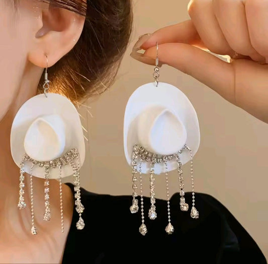 Rhinestone Cowgirl Hat Earrings