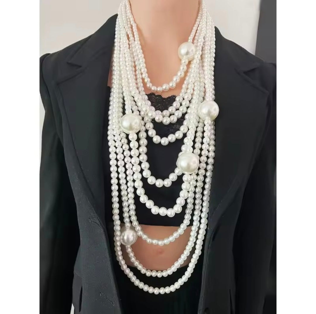 Exaggerated Multi-layer Imitation Choker Necklace