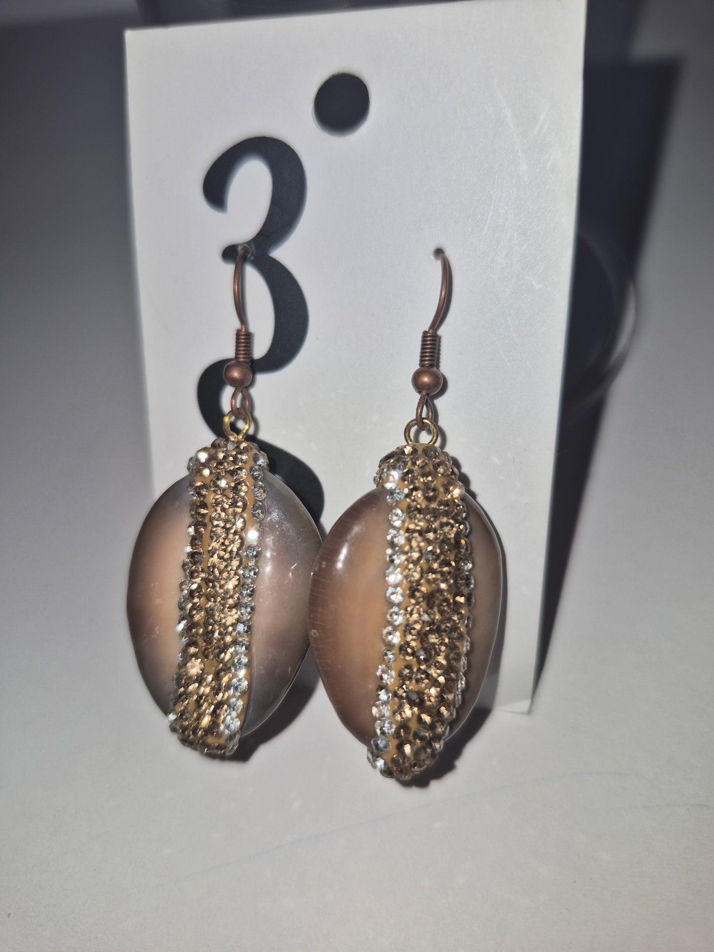 Rhinestone Conch Shell Earrings