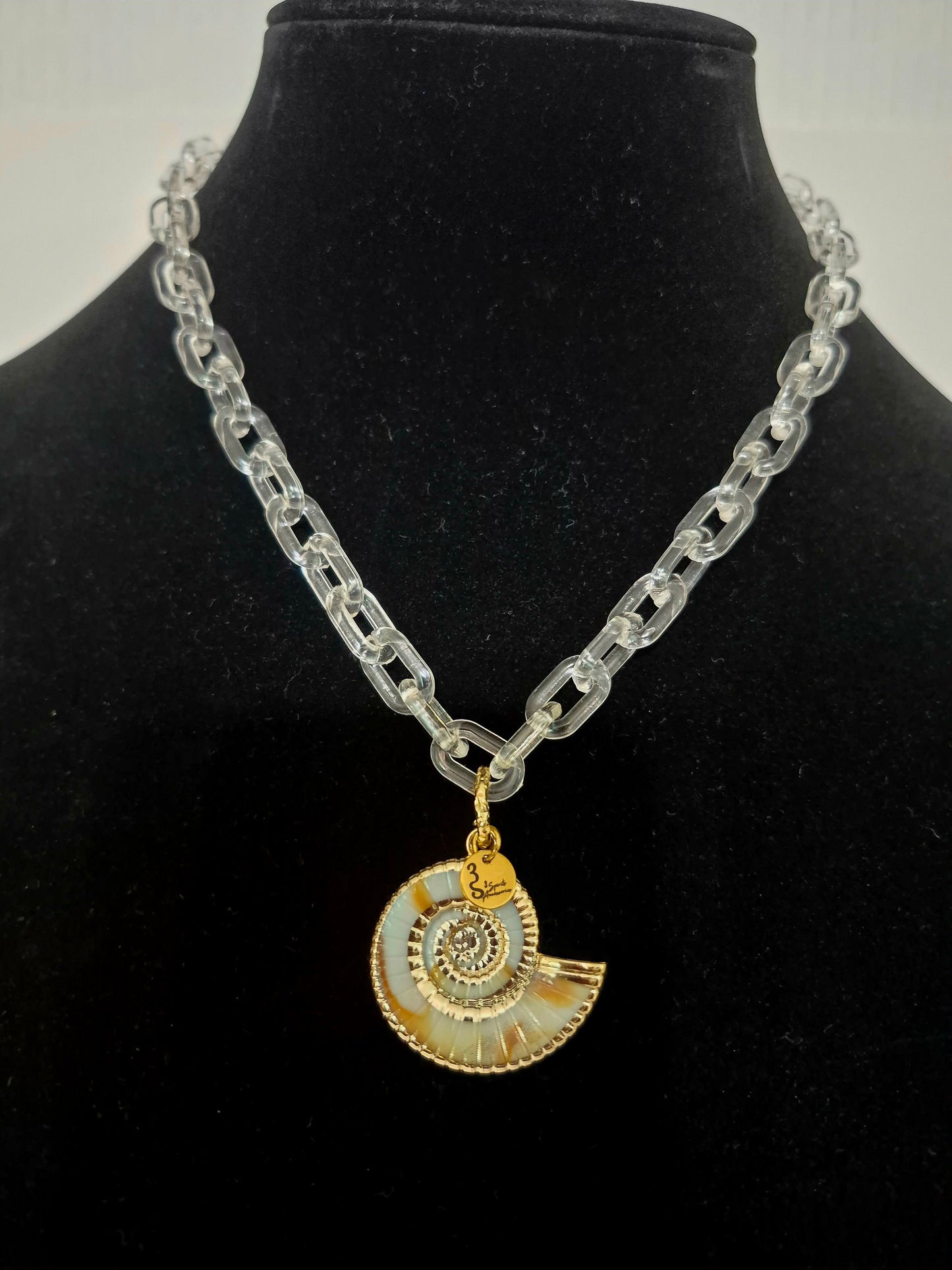 Gold Trim Nautilus Shell Necklace