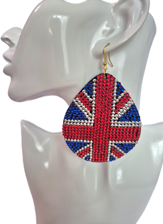 Oversize Rhinestone British Earrings